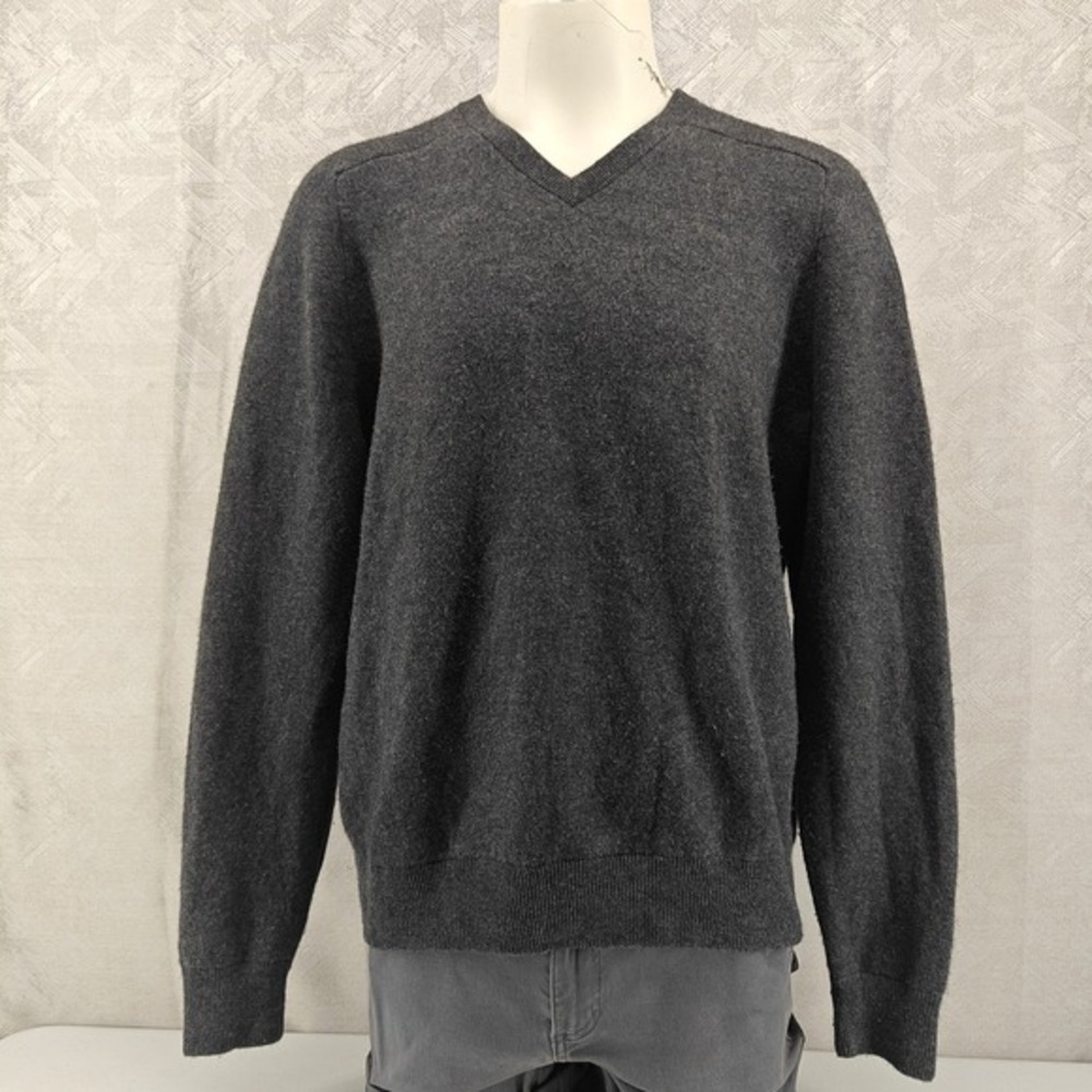 Mack Weldon Tech Cashmere V Neck Sweater Mens XL Dark Gray Merino‎ Wool Blend